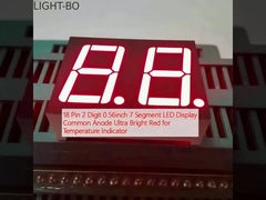 18 ปิน 2 หลัก 0.56 นิ้ว 7 ภาค LED Display Anode คอมมอน อัลตราสดใสแดงสําหรับตัวชี้อุณหภูมิ