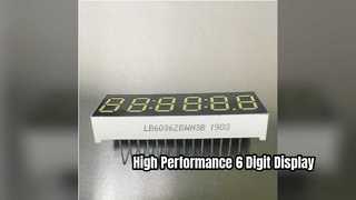 จอแสดงผล LED สีเหลืองอำพัน 6 หลัก 7 ส่วนสำหรับอุปกรณ์อิเล็กทรอนิกส์